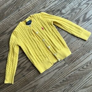 Polo Ralph Lauren Mini-Cable Cotton Cardigan Yellow 2T EUC
